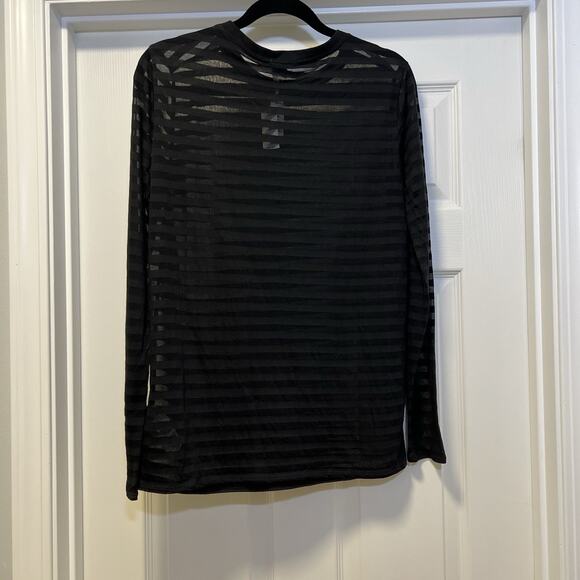 Gap shear striped, black long sleeve cotton blend small top preppy - Picture 3 of 6